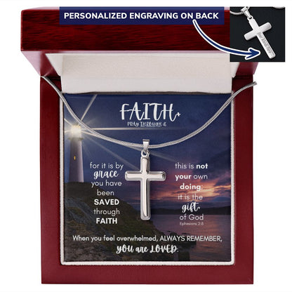 Faith+Grace=Love Cross Necklace PLUS Engraving