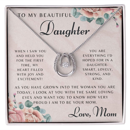 To My Daughter Horseshoe Diamond Necklace